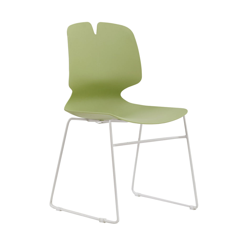 Modern Stacked Office Chairs Set of 4 in Green and Grey with Polypropylene Construction and 180KG Load Capacity - Grand Goldm
