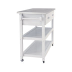 Stainless Steel Table Top White Kicthen Cart With Two Drawers - Grand Goldman Shop