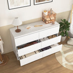 6 Drawer Storage Cabinet ,Dresser, Wood Storage Tower Clothes Organizer, Wide Chest of 6 Drawers, Large Storage Space for Bedroom, Hallway, Entryway Living Room White - Grand Goldman Shop