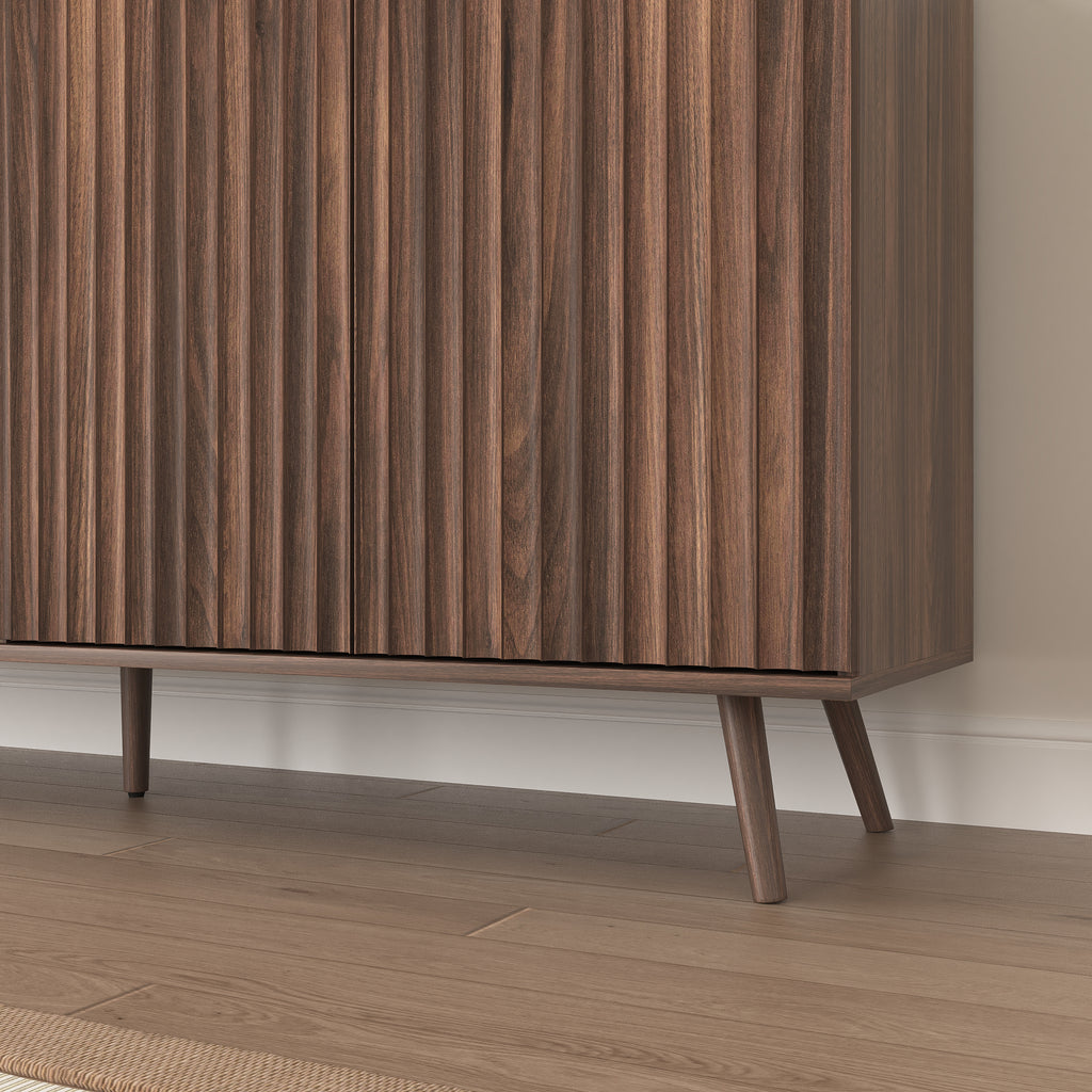 Sideboard Buffet Cabinet with Storage, Long Sideboard Storage Cabinet with 4 Doors, Wood Credenza Console Coffee Bar Cabinets with Adjustable Shelves for Living Room Kitchen Dining Room Walnut - Grand Goldman Shop