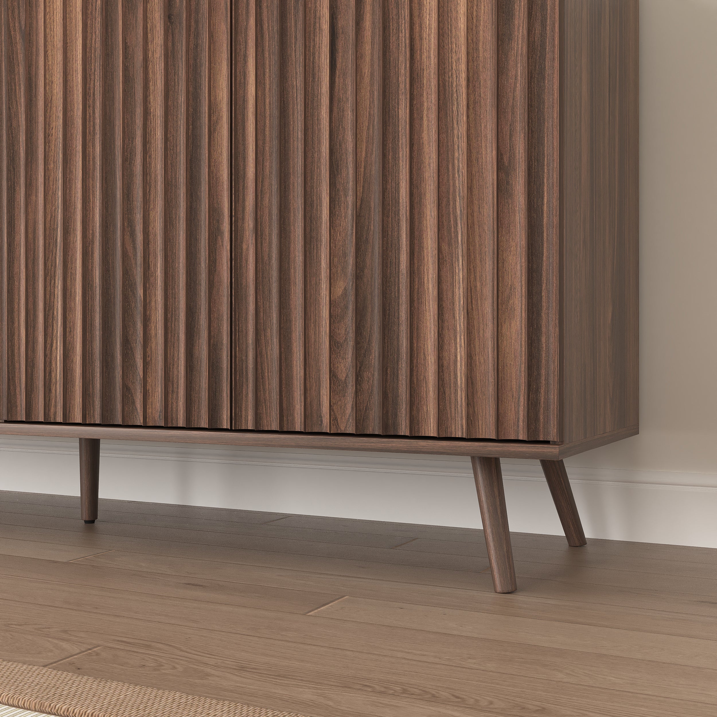 Sideboard Buffet Cabinet with Storage, Long Sideboard Storage Cabinet with 4 Doors, Wood Credenza Console Coffee Bar Cabinets with Adjustable Shelves for Living Room Kitchen Dining Room Walnut - Grand Goldman Shop