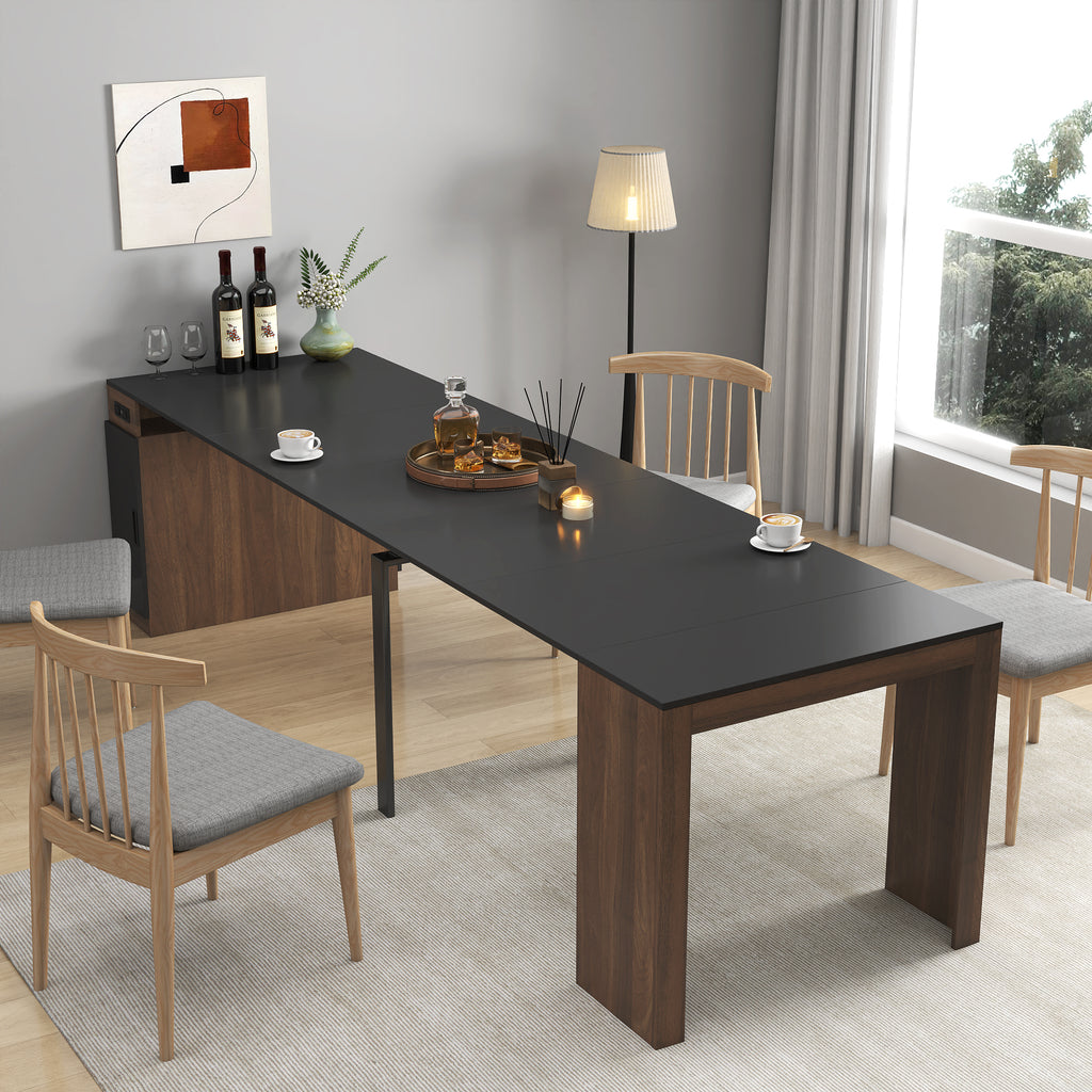 Modern Multifunctional Extendable Dining Table with Outlet, Space Saving Expanding Table with Storage for Party, Weddings, Meetings, Celebrations - Grand Goldman Shop