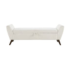 60'' Modern Storage Bench with Rubberwood  Legs, Cream Teddy Fabric, Padded Seat for Living Room & Bedroom - Grand Goldman Shop