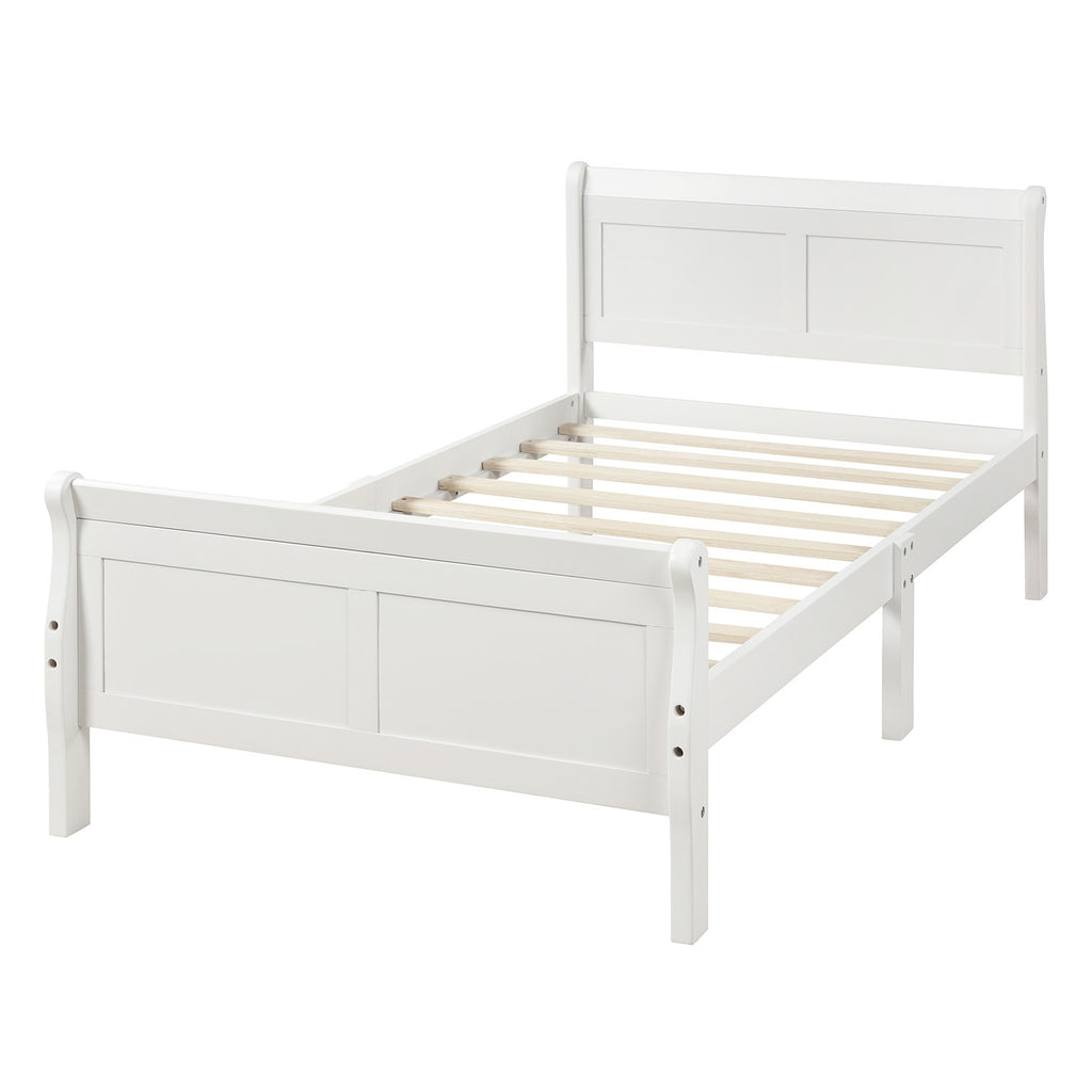 Minimalist Wood Platform Bed Twin Mattress Foundation with Headboard Footboard Solid Wood Support - Grand Goldman Shop