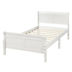 Minimalist Wood Platform Bed Twin Mattress Foundation with Headboard Footboard Solid Wood Support - Grand Goldman Shop