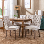 Nikki Collection Modern, High-end Tufted Solid Wood Contemporary Velvet Upholstered Dining Chair with Wood Legs Nailhead Trim 2-Pcs Set,Beige, SW2001BG - Grand Goldman Shop