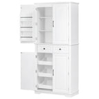 K&K 71' Tall Kitchen Pantry Cabinet with 3 Pull Out Cabinet Organizers, Farmhouse Embossed Texture Storage Cabinet with 6 Door Shelves, 2 Drawers, Freestanding Cupboard for Kitchen, Dining Room White - Grand Goldman Shop