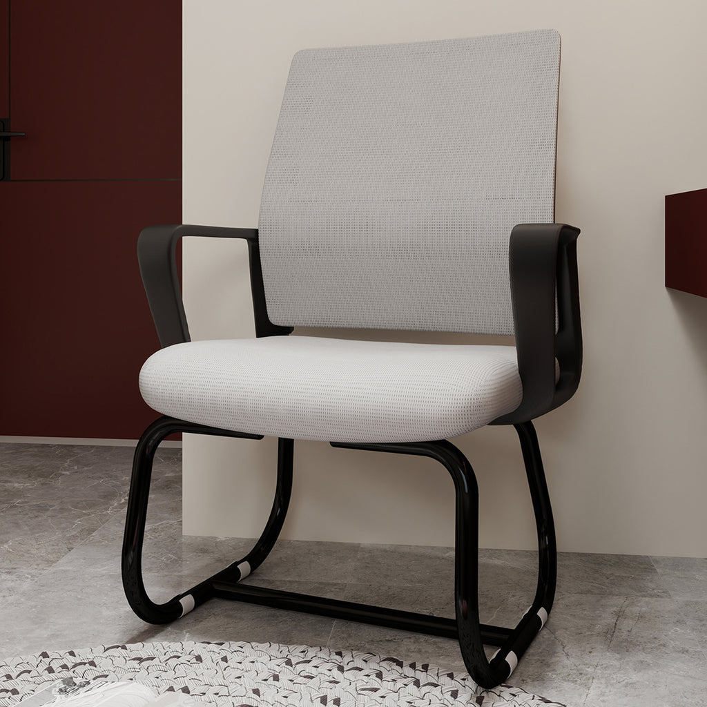 Minimalist Modern Office Chair with Metal Frame, Soft Comfort Mesh Backrest, Black+Gray, Polyurethane Cushion, Home & Office 