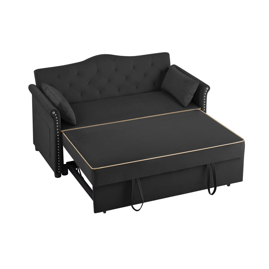 Black Velvet Sleeper Sofa Bed - Grand Goldman Shop