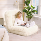 [NEW ARRIVED] [VIDEO PROVIDED] Human Dog Bed,Lazy Sofa,5-Position Adjustable Convertible,Floor Gaming Chair,bedroom, living room,Suitable for gaming, meditation,relaxation,Plush Fabric,Beige - Grand Goldman Shop
