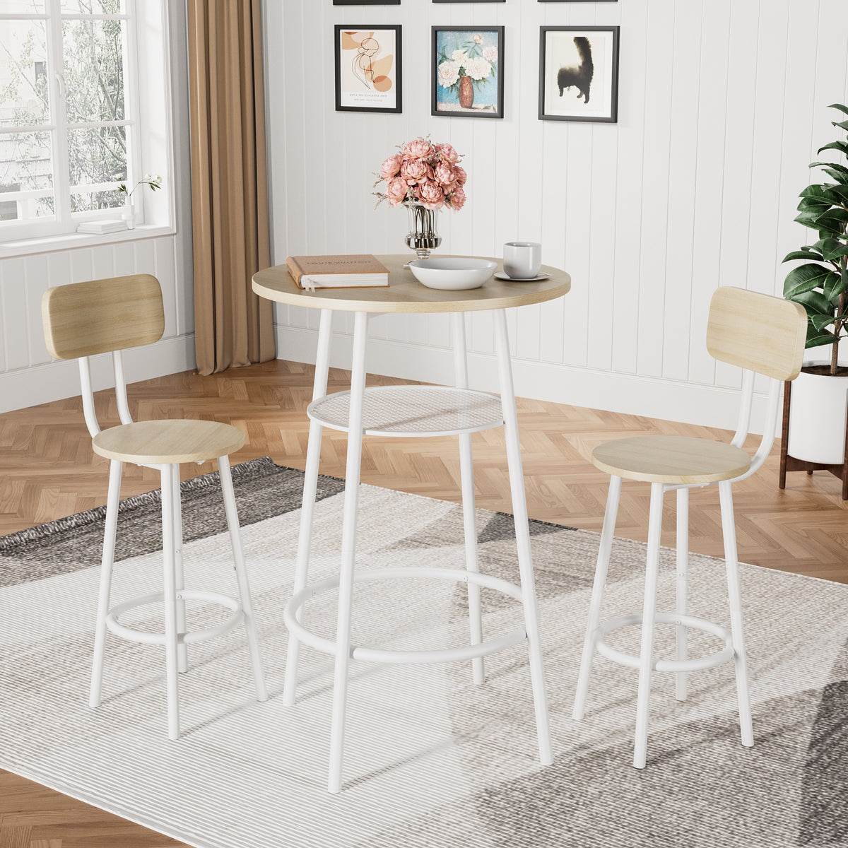 Bar table, equipped with 2 bar stools , with backrest and partition - Grand Goldman Shop
