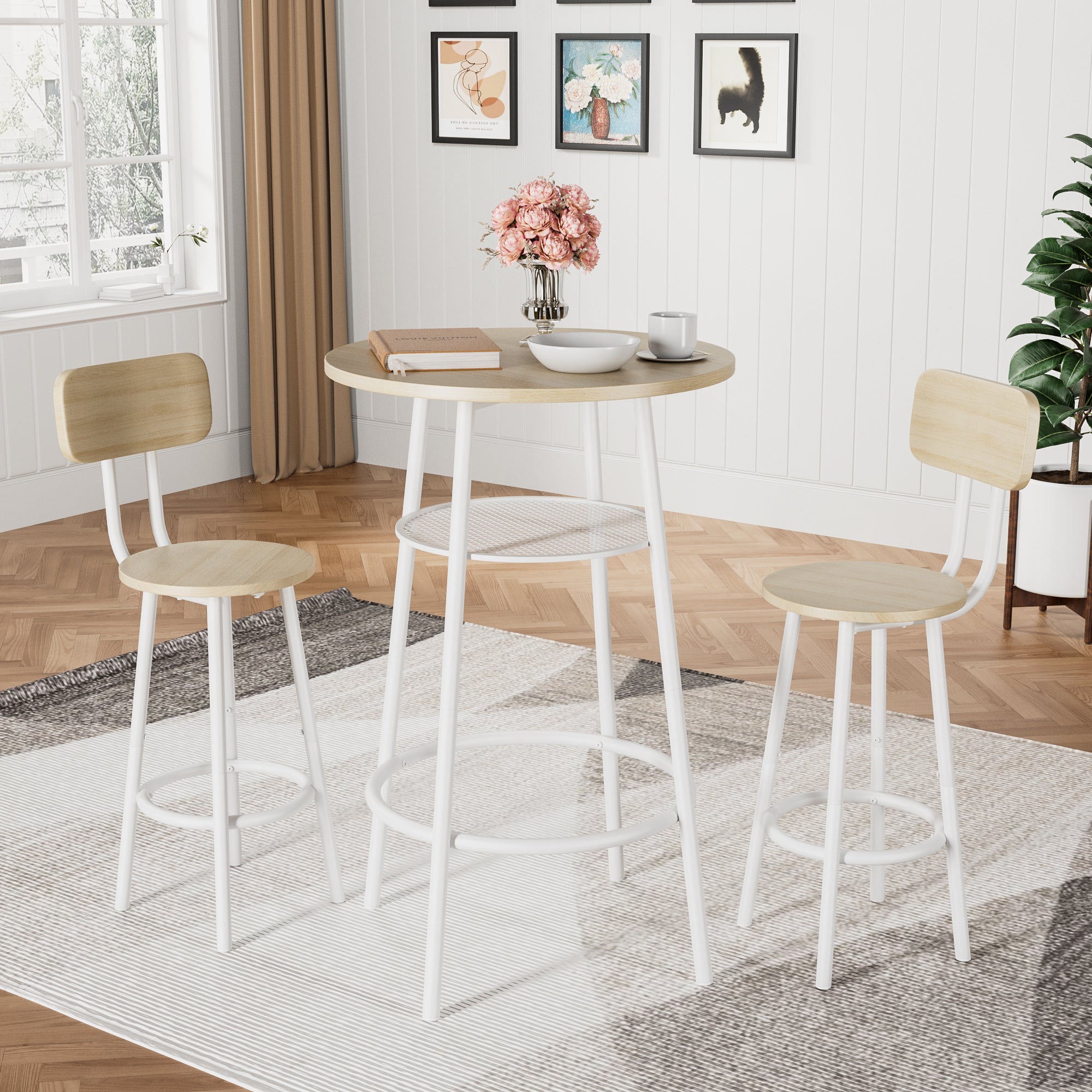 Bar table, equipped with 2 bar stools , with backrest and partition - Grand Goldman Shop