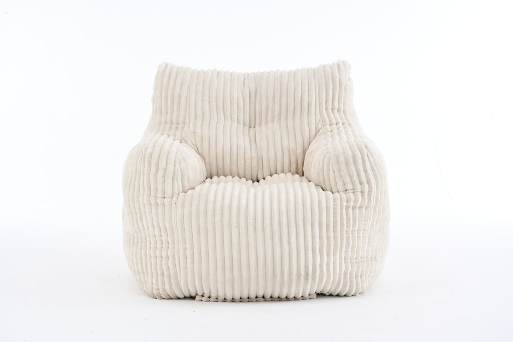 010-Soft Fluffy Corduroy Fabric Bean Bag Chair Filled With Memory Sponge,Beige - Grand Goldman Shop