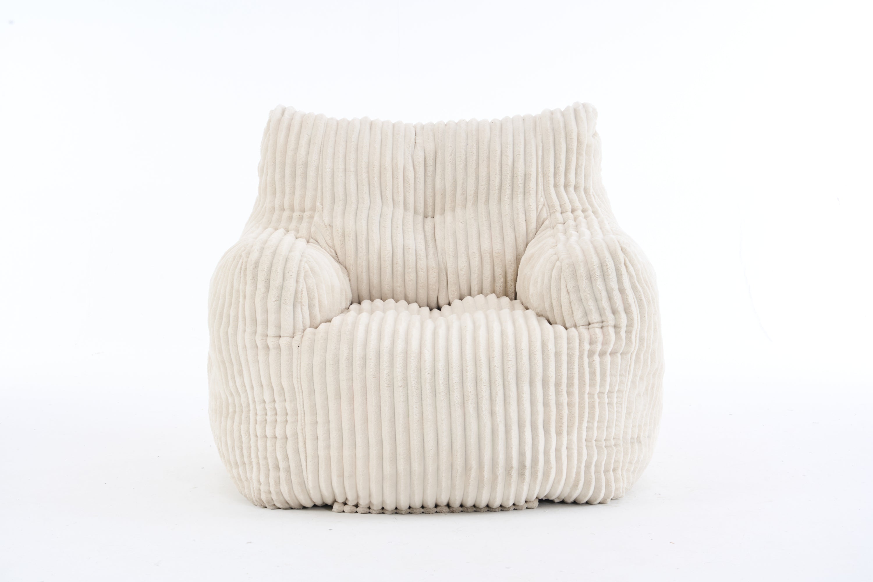 010-Soft Fluffy Corduroy Fabric Bean Bag Chair Filled With Memory Sponge,Beige - Grand Goldman Shop