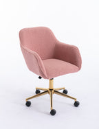 Modern Teddy Fabric Material Adjustable Height 360 Revolving Home Office Chair With Gold Metal Legs And Universal Wheel For I