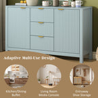 U_STYLE Sideboard with Wave Design - 3 Adjustable Shelves, 3 Drawers & Soft-Close Doors, Storage Console Table with Metal Handles, Suitable for Study, Hallway and Living Room, 3 Colors - Grand Goldman Shop