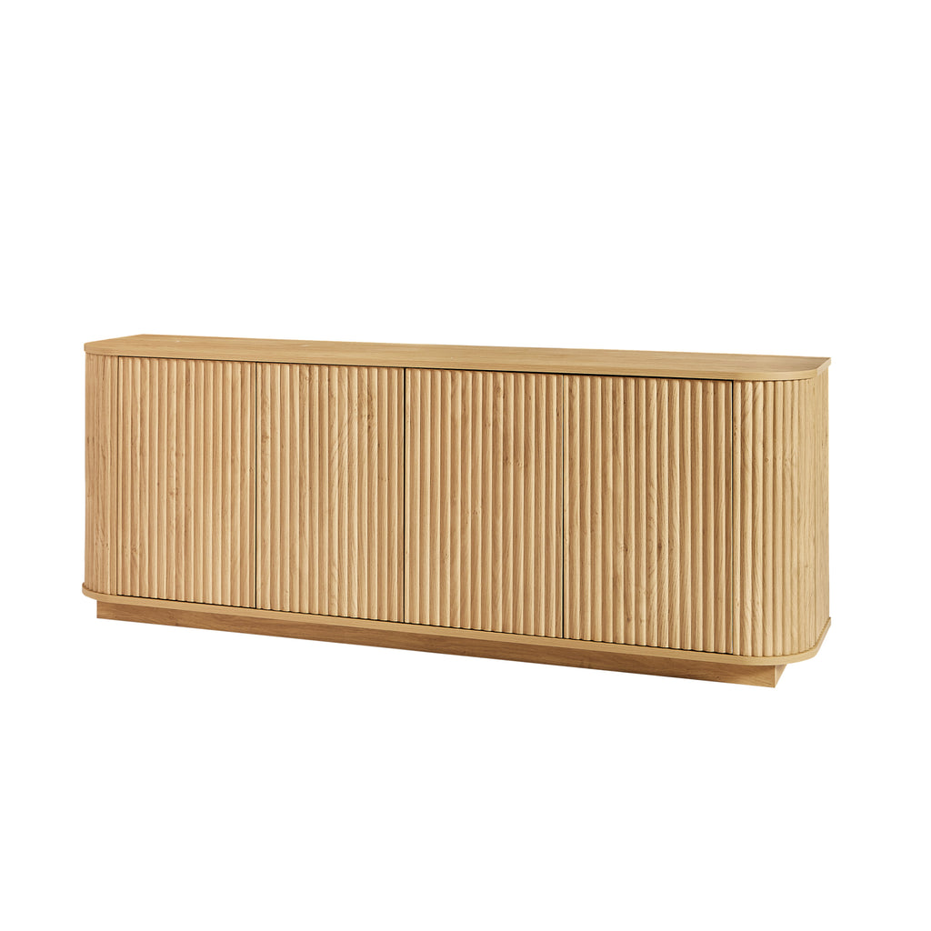 Sideboard Storage Cabinet TV Stand with wave pattern Buffet Cabinet Wooden Vertical Striped Cabinet for Kitchen/Bedroom/Entryway. Natural, 64''W x 15''D x 24''H. - Grand Goldman Shop