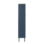 3-Door Metal Shoe Rack, Freestanding Modern Shoe Storage Cabinet with Metal Rattan - Blue-Gray Particle Board - For Entryway - Grand Goldman Shop