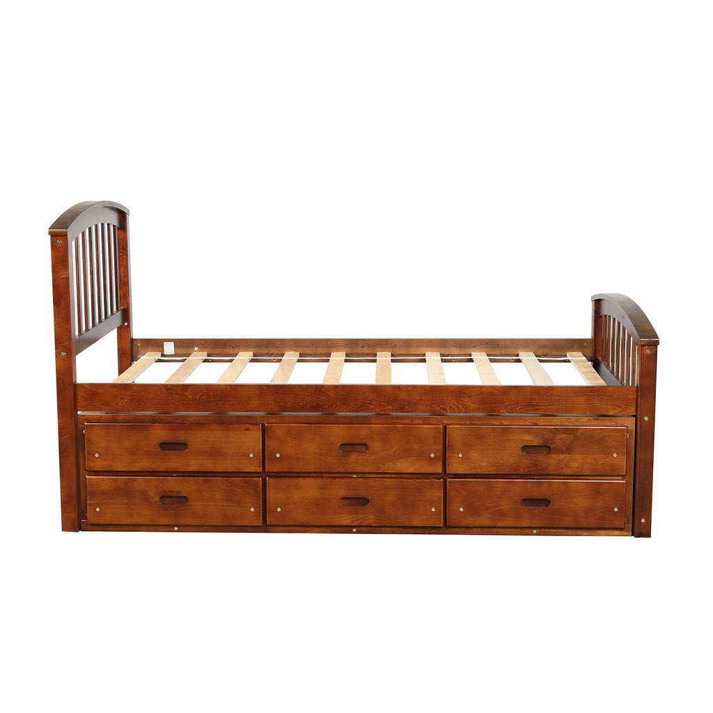 Orisfur. Twin Size Platform Storage Bed Solid Wood Bed with 6 Drawers - Grand Goldman Shop