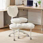 Meditation Chair Plus, Teddy Fleece Double-Layer Padding Cross Legged Rolling Chair for ADHD, Criss Cross Desk Chair with Lum