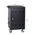 32-Bit-Device Charging Trolley for Tablets and Laptops with Cable Management, Removable Doors, Matte Black Metal - Grand Gold