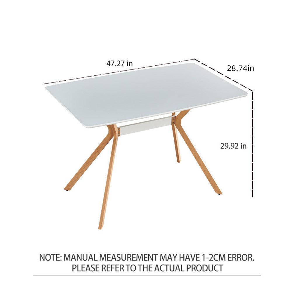 Modern Minimalist StyleDining Table MDF Anti-Scratch Top Metal Shelf Metal Heat Transfer Legs Leveling Feet For Dining Room Kitchen Office Table X 1(White) - Grand Goldman Shop