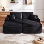 69' Cloud Sectional Couch, L-Shape Chaise with R-Shape Chaise with Deep Seat and Comfortable 2 Seater Couch for Modern Living Room,(Plush  Fabric),Black - Grand Goldman Shop