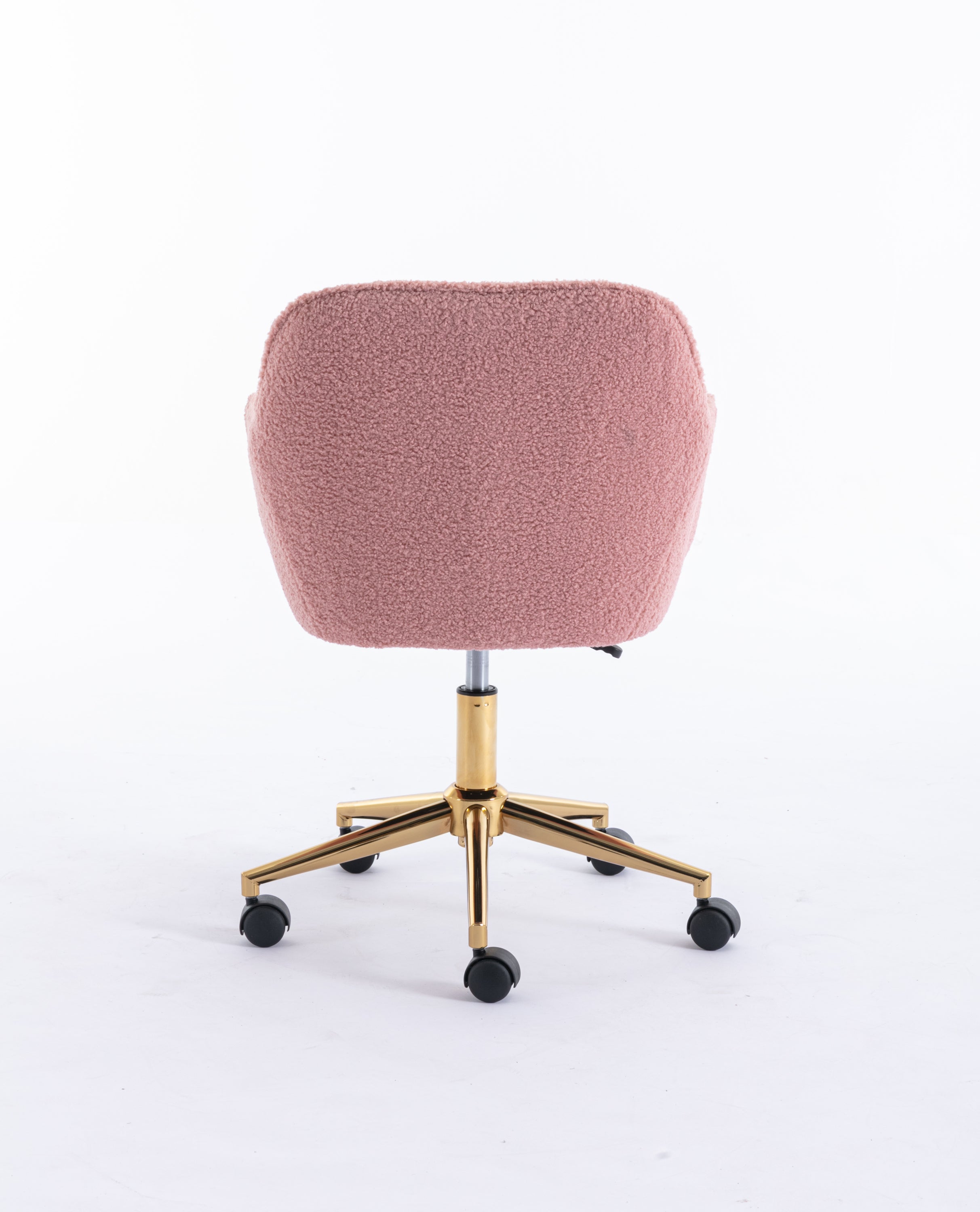 Modern Teddy Fabric Material Adjustable Height 360 Revolving Home Office Chair With Gold Metal Legs And Universal Wheel For I