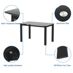 Modern Tempered Glass Dining Table with Black Metal Legs for Living Room or Kitchen - Grand Goldman Shop