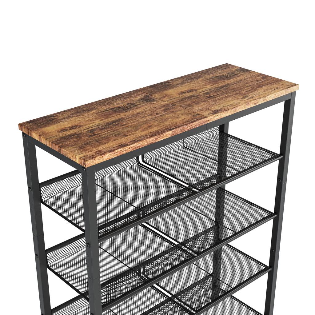 Industrial shoe rack, adjustable country style 5-layer shoe rack storage rack, with 4 mesh shelves, suitable for entrance, living room, bedroom and porch - Grand Goldman Shop