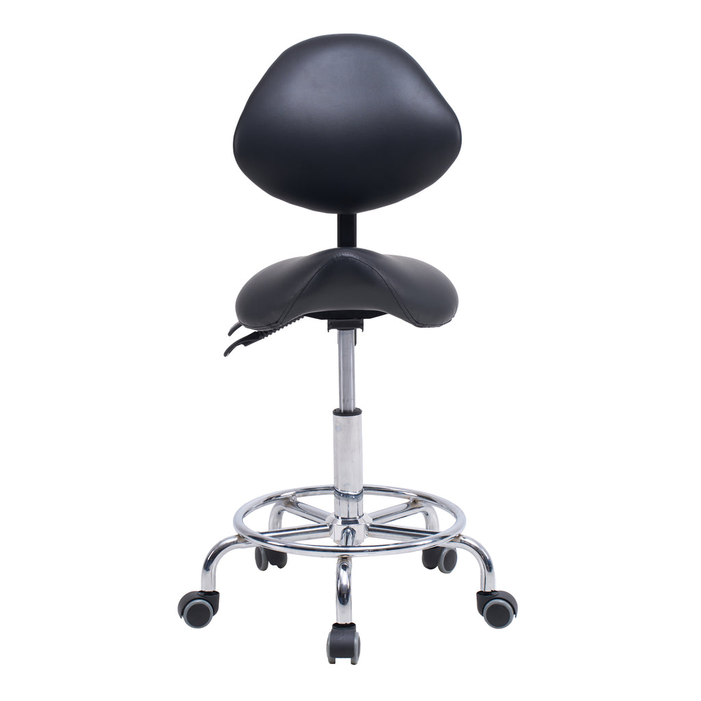 Saddle Stool Chair with Backrest Swivel Hydraulic Ergonomic Tilt Seat Chair with Wheels Footrest for Medical Hospital Clinic 