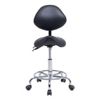Saddle Stool Chair with Backrest Swivel Hydraulic Ergonomic Tilt Seat Chair with Wheels Footrest for Medical Hospital Clinic 
