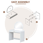 39' Makeup Vanity Table with Mirror Touch Screen Lighted Mirror, Dressing Table with Drawer for Bedroom, White - Grand Goldman Shop