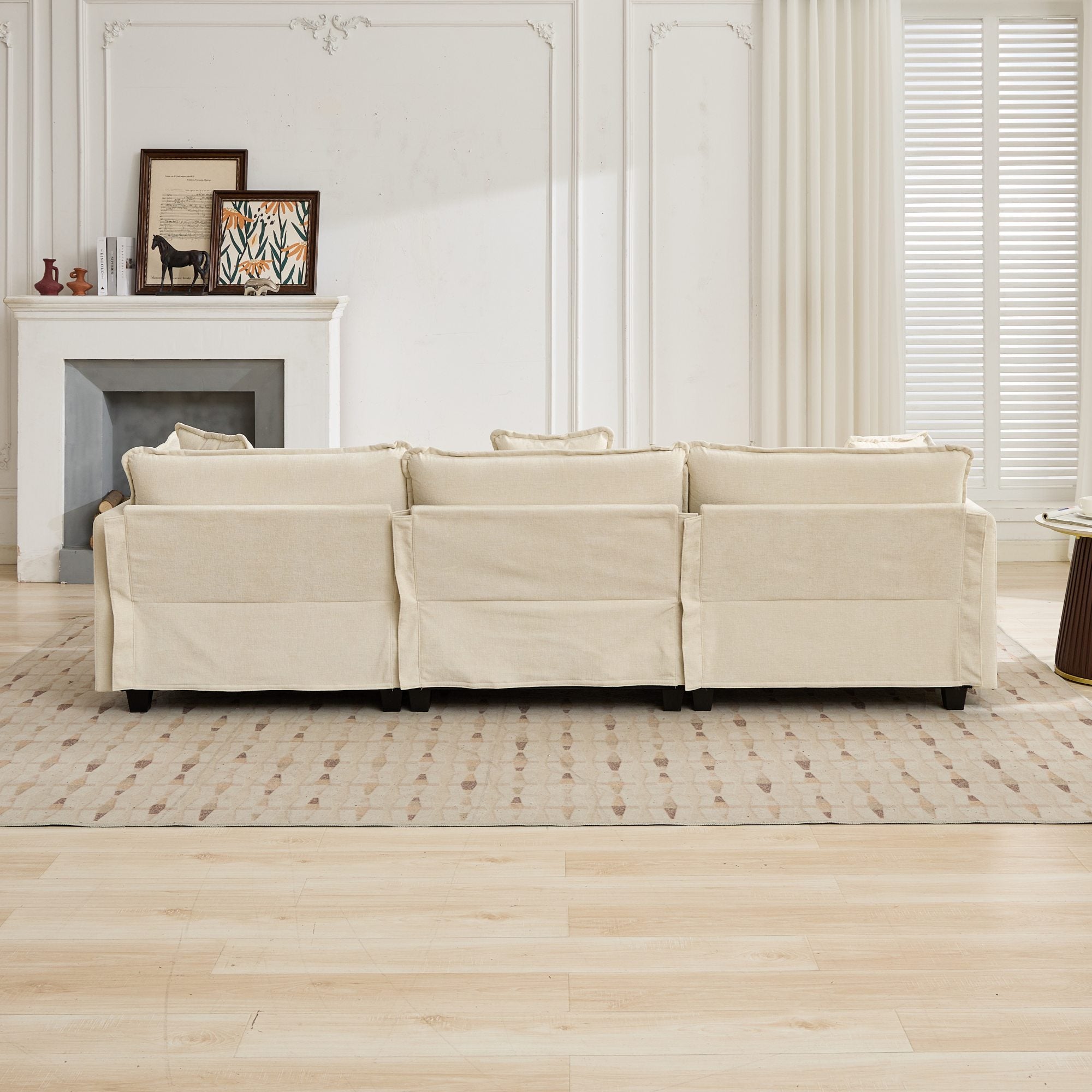 Cloud Sofa two Seats (the cushion on the armrest not included), Modern Sectional Couch, for Apartment, Comfy Double Layer Upholstered Seat Cushion, Breathable Chenille Fabric, Beige,SW504ABG - Grand Goldman Shop