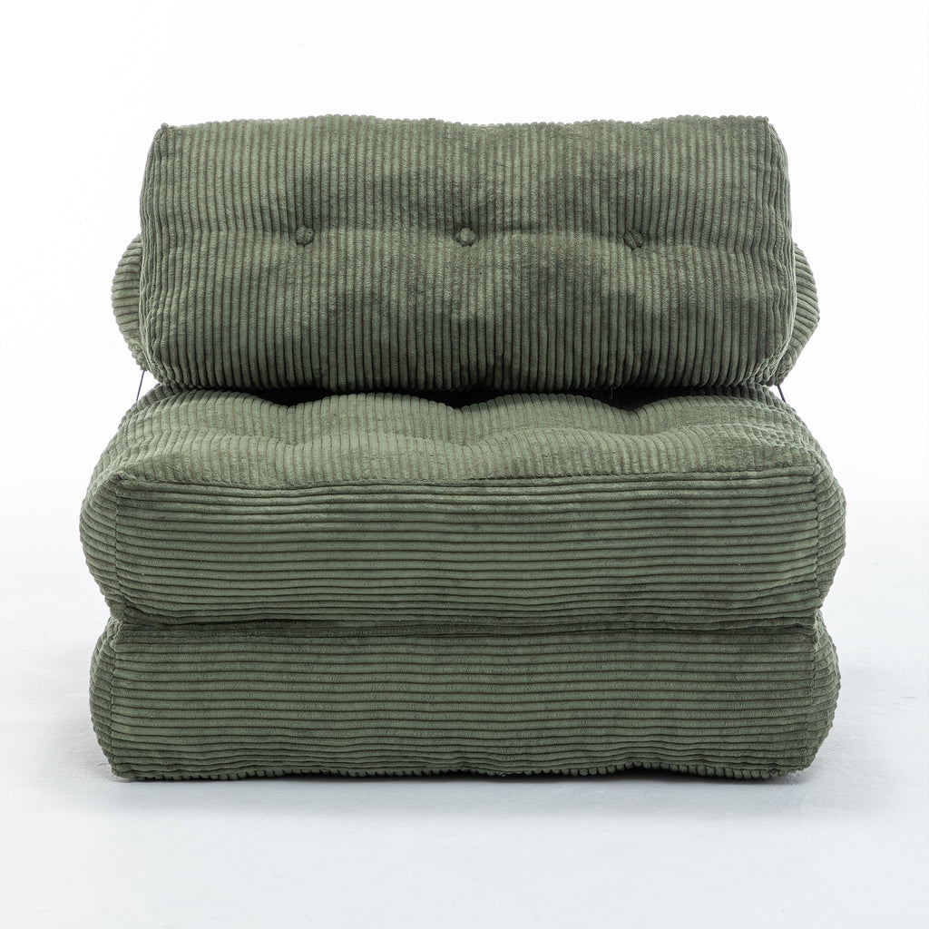 Folding Sofa Bed, Convertible Sleeper Chair with Pillow Foldable Mattress with Back Support, Portable Fold Out Chair Bed Comfy Floor Sofa Lounge for Living Room Bedroom, Green, Single - Grand Goldman Shop