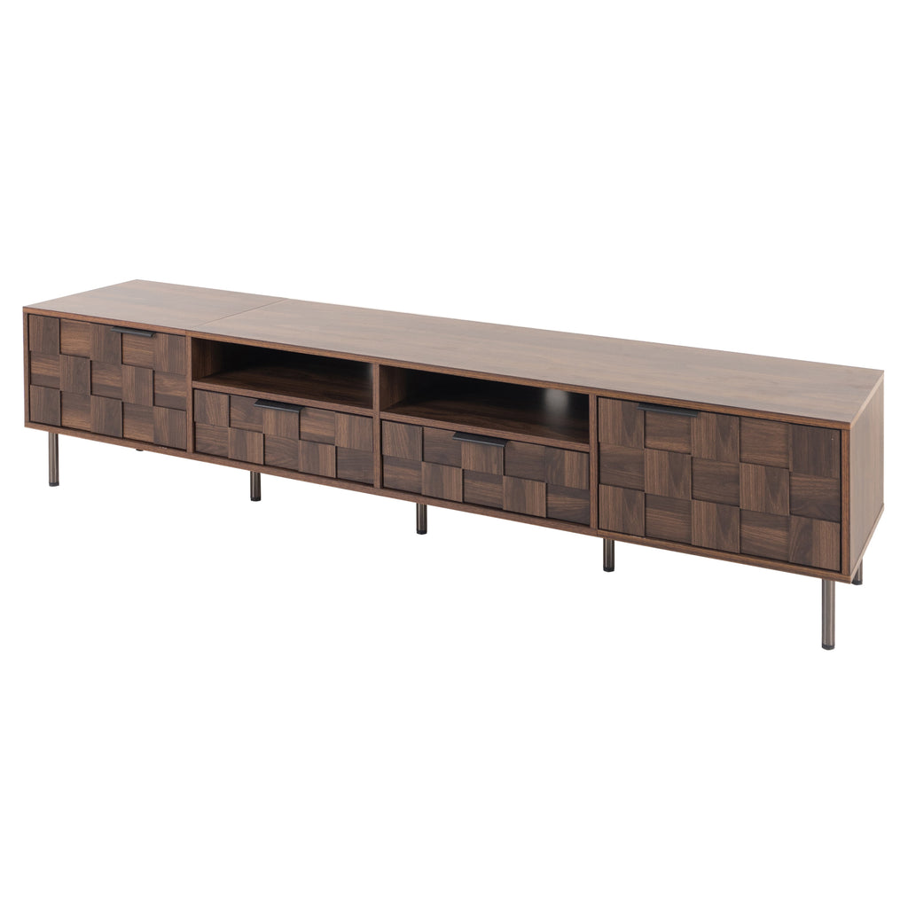 Mid Century TV Stand with 2 Drawers in Dark Brown, Media Console Table for TVs up to 85'', Made of Particle Board and MDF, 78.7'' x 15.7'' x 17.7'' - Grand Goldman Shop