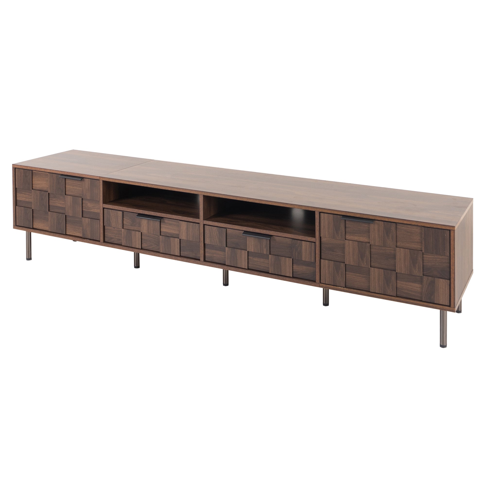 Mid Century TV Stand with 2 Drawers in Dark Brown, Media Console Table for TVs up to 85'', Made of Particle Board and MDF, 78.7'' x 15.7'' x 17.7'' - Grand Goldman Shop