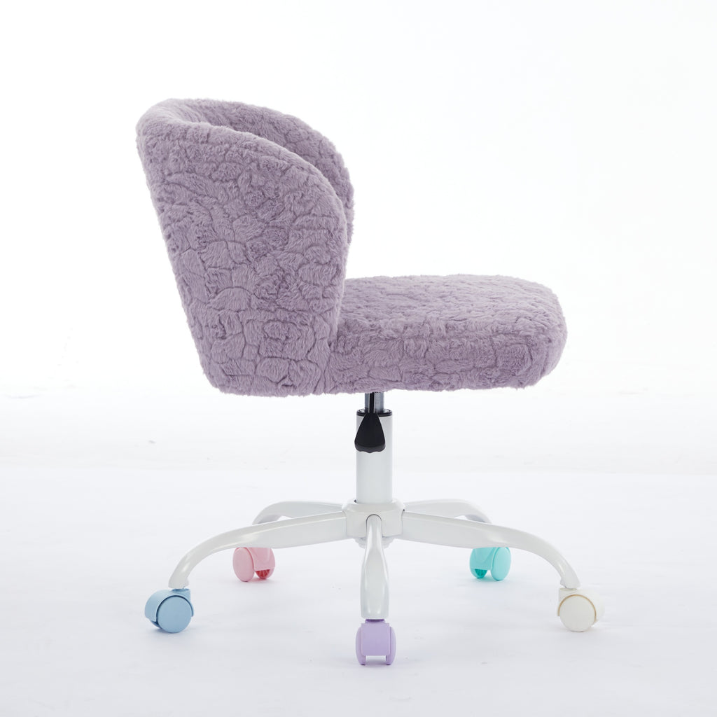 Stylish A&A Furniture Office Chair,Artificial rabbit hair Home Office Chair with Metal Base,Adjustable Desk Chair Swivel Offi