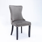 A&A Furniture,Upholstered Wing-Back Dining Chair with Backstitching Nailhead Trim and Solid Wood Legs,Set of 2, Gray,SW8809GY,  KD - Grand Goldman Shop