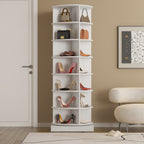 Modern 360 Rotating Shoe Cabinet 7 Layers Space Saver White Particle Board MDF - Grand Goldman Shop