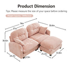 Cloud Sectional L-Shaped Couch With Ottoman,Soft Chenille Fabric,Quilted Pleated Design High-Density Foam,Fits Bedrooms Living Rooms Reading Nooks,Pink - Grand Goldman Shop