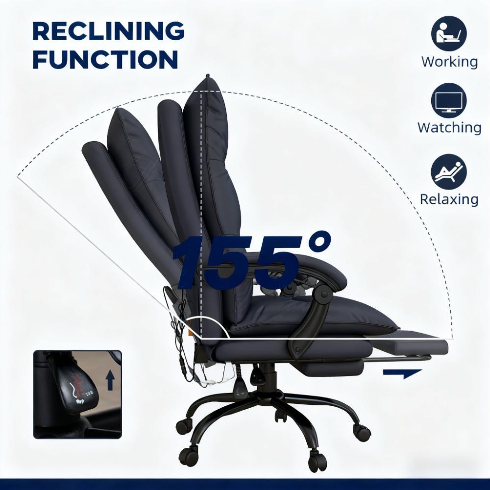 High-End Dark Gray Office Recliner with Adjustable Footrest - Luxury Craftsmanship for Professionals Seeking All-Day Comfort 