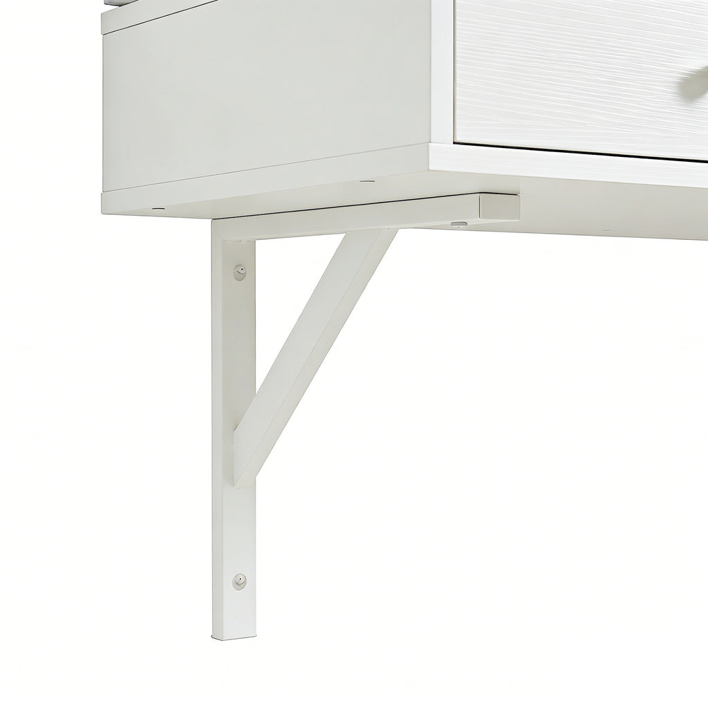 Floating Makeup Vanity Desk with Mirror & 3-Color Lights, Wall Dressing Table with Power Outlet, Compact vanity, Large Storage, White - Grand Goldman Shop