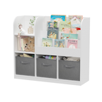 Kids Bookcase and Bookshelf with 3 Collapsible Fabric Drawers, Multifunctional Display Stand for Bedroom, Playroom, Hallway i