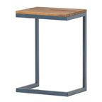 Large C-shaped End Table with Iron Base and Fir Wood Top, Black - Grand Goldman Shop