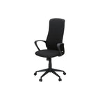 Contemporary Office Chair with Adjustable Height, Armrests, Swivel, Ergonomic Design in Black Fabric and Metal, Modern Work C
