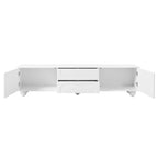 ON-TREND Cream Style TV Stand with Arched Doors & 2 Drawers for TVs up to 75', Minimalist Media Console with Rebound Device, Entertainment Center with 5 Iron Round Legs for Living Room, Bedroom, White - Grand Goldman Shop