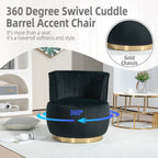 COOLMORE Swivel Barrel Chair, 360 Degree Round Armchair with Fluffy Velvet Upholstery for Living Room, Bedroom, Office - Grand Goldman Shop