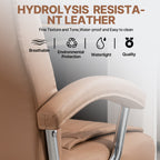 Executive Office Chair High Back PU Leather Desk Chair with Spring Seat Cushion, Ergonomic Swivel Computer Chair with Chrome 