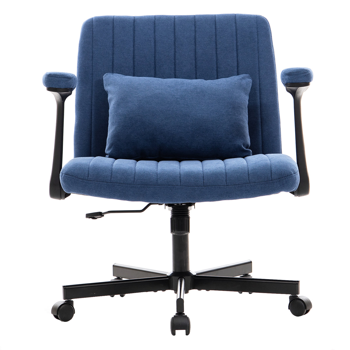 Modern Linen Blue Criss Cross Armrest Office Chair with Foldable Design, Soft Velvet Fabric, 36.6-Inch Height | Premium Home 